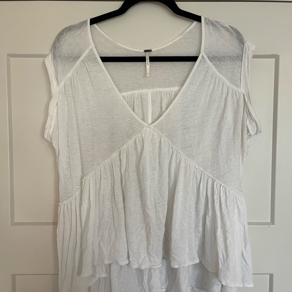 Free People White Flowy Blouse